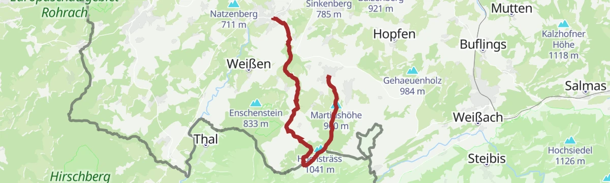 Route map: Wasserläufer Route der Wandertrilogie Allgäu – Etappe 16 – Oberreute – Weiler-Simmerberg